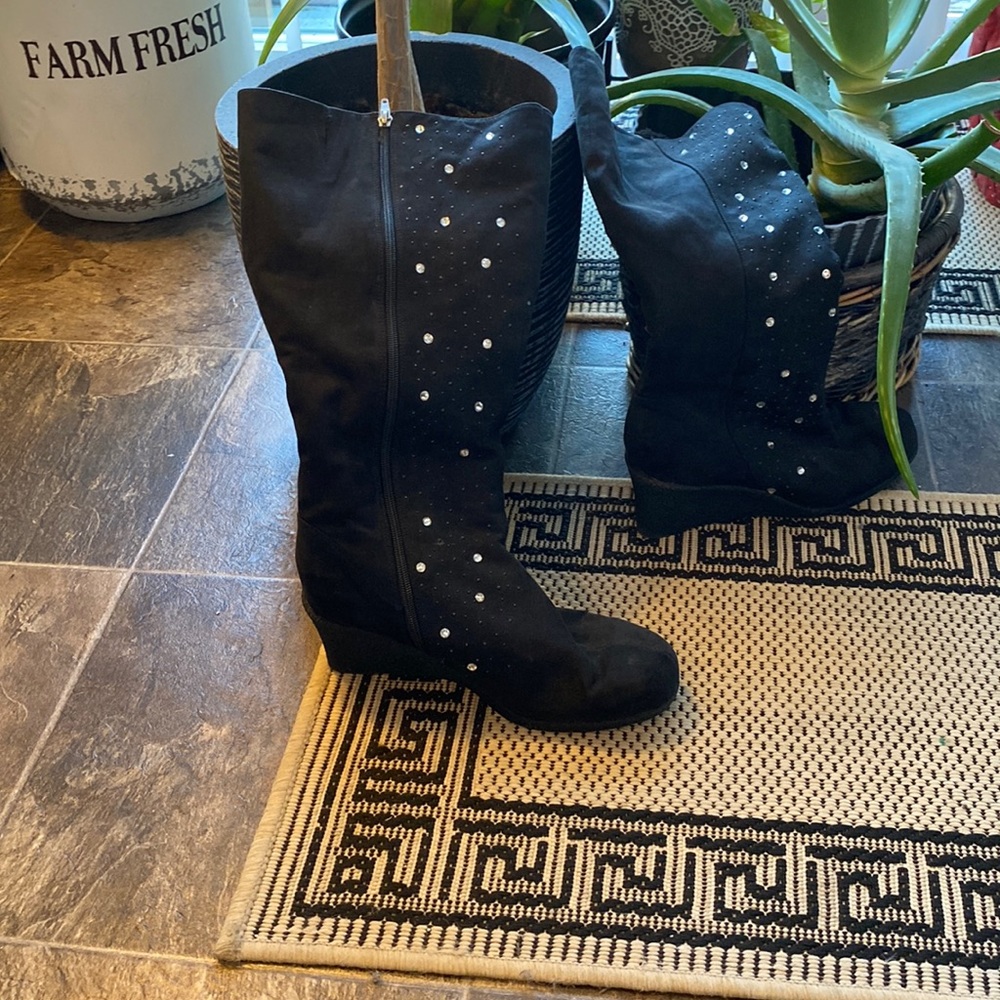 Joan Boyce suede wide calf boot